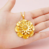 European Woman Party Birthday Wedding Gift Vintage Sun Flower Necklace Pendant