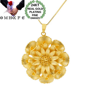 European Woman Party Birthday Wedding Gift Vintage Sun Flower Necklace Pendant