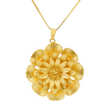 European Woman Party Birthday Wedding Gift Vintage Sun Flower Necklace Pendant