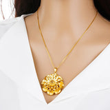 European Woman Party Birthday Wedding Gift Vintage Sun Flower Necklace Pendant