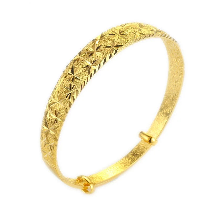 Vintage Star Wide 24KT Bracelet Bangle ES150