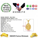 OMHXFC Hollow Water Drop 18KT Real Charm Pendant PN12