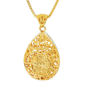 OMHXFC Hollow Water Drop 18KT Real Charm Pendant PN12