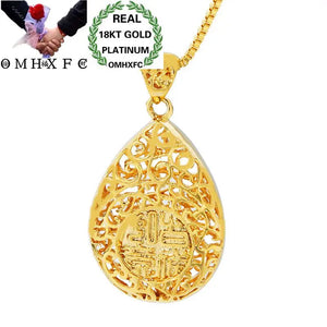 OMHXFC Hollow Water Drop 18KT Real Charm Pendant PN12