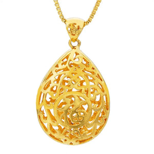 OMHXFC Hollow Water Drop 18KT Real Charm Pendant PN13