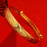 European Woman Wedding Gift Fortune Plum Blossom 24KT Bangles Bracelets