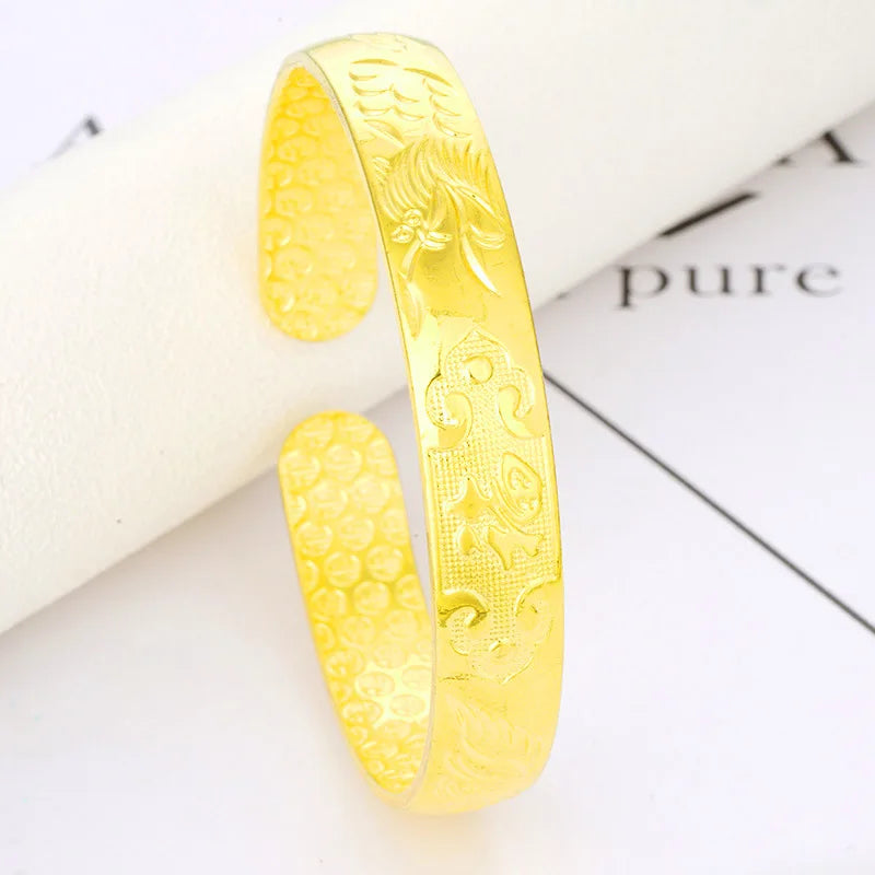 Dragon Phoenix Circles 18KT Open Bangles Bracelets BE29