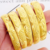 Vintage Dragon Phoenix Fish Flower 24KT Bangles Bracelets