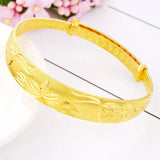 Vintage Dragon Phoenix Fish Flowers 24KT Bangles Bracelets