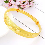 Vintage Dragon Phoenix Fish Flowers 24KT Bangles Bracelets
