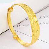 Vintage Dragon Phoenix Fish Flower 24KT Bangles Bracelets