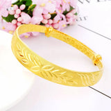 Vintage Dragon Phoenix Fish Flowers 24KT Bangles Bracelets