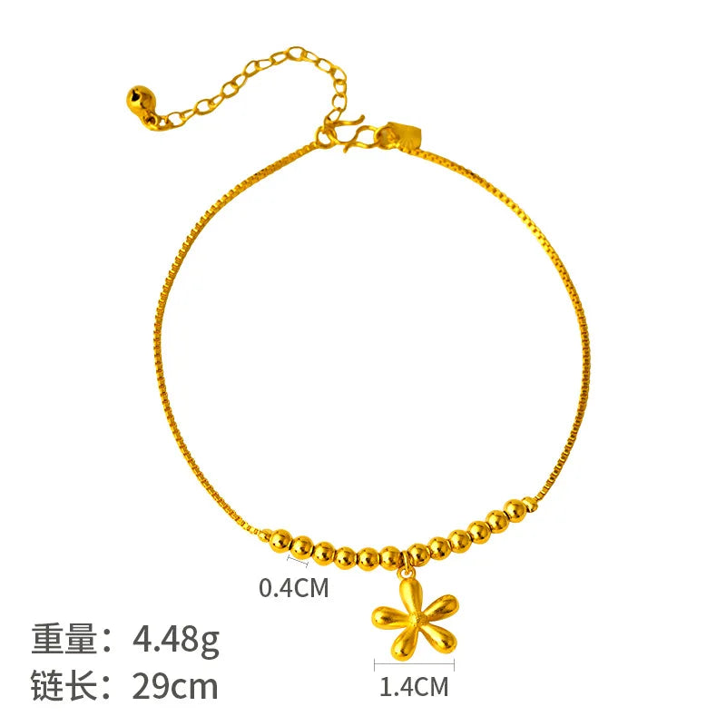 European Fine Flower Beads 24KT Beach Anklet