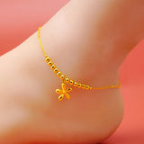 European Fine Flower Beads 24KT Beach Anklet