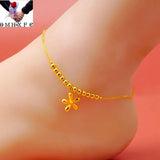 European Fine Flower Beads 24KT Beach Anklet