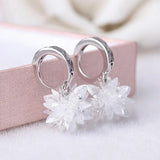 OMHXFC 925 Sterling Silver Geometric Star Ice Flowers Hoop Earrings