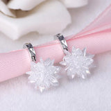 OMHXFC 925 Sterling Silver Geometric Star Ice Flowers Hoop Earrings