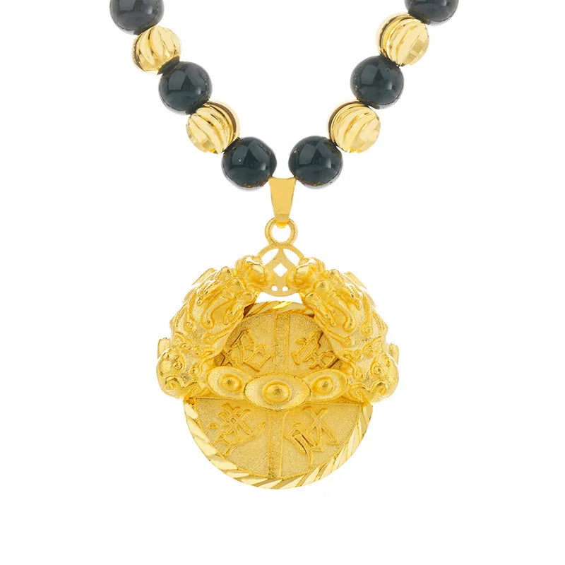 Vintage PIXIU 24KT Pendant Necklace for Hot Woman Man Party