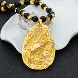 European Fine Dragon Water Drop 24KT Pendant Necklace