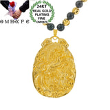 European Fine Dragon Water Drop 24KT Pendant Necklace