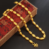 OMHXFC NL247 24KT Chain Necklace Olive Beads Man Male Party