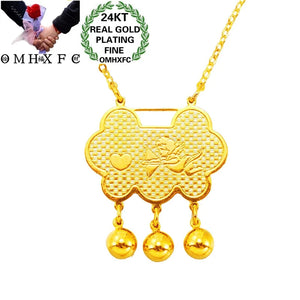 European Girl Party Wedding Gift Long Life Lock 24KT Necklace
