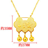 European Girl Party Wedding Gift Long Life Lock 24KT Necklace