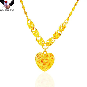 European Fine Hot Woman Hollow Heart 24KT Pendant Necklace