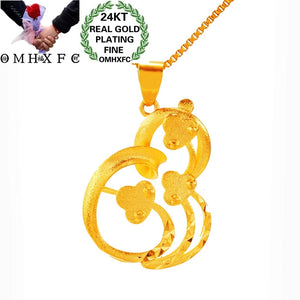 Vintage Flower 24KT Pendant Charm Necklace