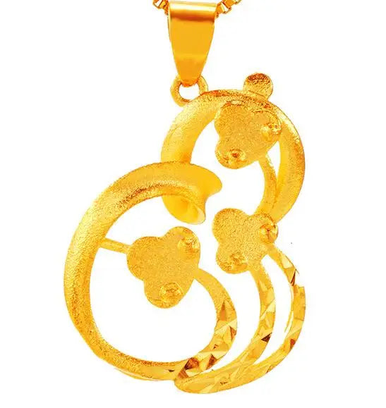 Vintage Flower 24KT Pendant Charm Necklace