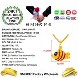 European Fine Hot Woman Goldfish Carp 24KT Pendant