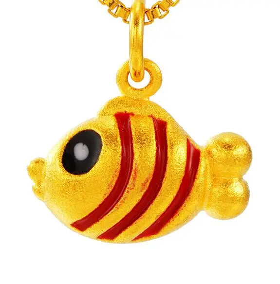 European Fine Hot Woman Goldfish Carp 24KT Pendant