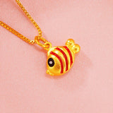 European Fine Hot Woman Goldfish Carp 24KT Pendant
