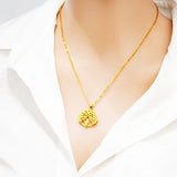 European Fine Woman Party Wedding Gift Fortune Tree 24KT Pendant Charm