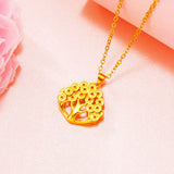 European Fine Woman Party Wedding Gift Fortune Tree 24KT Pendant Charm