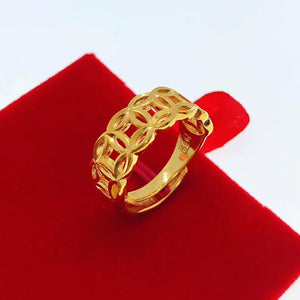 European Hot Woman Man Party Gift Coin Hollow Out 24KT Ring