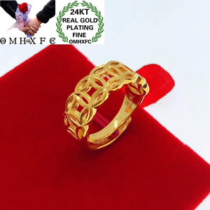 European Hot Woman Man Party Gift Coin Hollow Out 24KT Ring