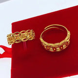 European Hot Woman Man Party Gift Coin Hollow Out 24KT Ring