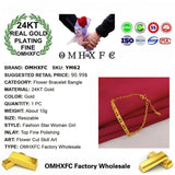 European Hot Fine Woman Party Wedding Gift Flower 24KT Bracelet Bangle