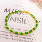 European Hot Fine Woman Girl Party Birthday 24KT Oval Geometric Jade Bracelet