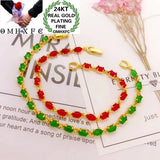 European Hot Fine Woman Girl Party Birthday 24KT Oval Geometric Jade Bracelet