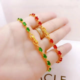 European Hot Fine Woman Girl Party Birthday 24KT Oval Geometric Jade Bracelet