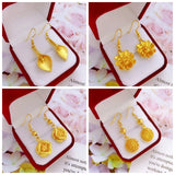 Vintage Flower 24KT Drop Earrings - European Hot Fine Woman Girl Party Birthday
