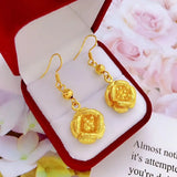 Vintage Flower 24KT Drop Earrings - European Hot Fine Woman Girl Party Birthday