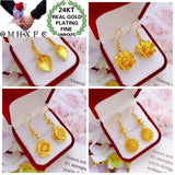Vintage Flower 24KT Drop Earrings - European Hot Fine Woman Girl Party Birthday