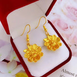 Vintage Flower 24KT Drop Earrings - European Hot Fine Woman Girl Party Birthday