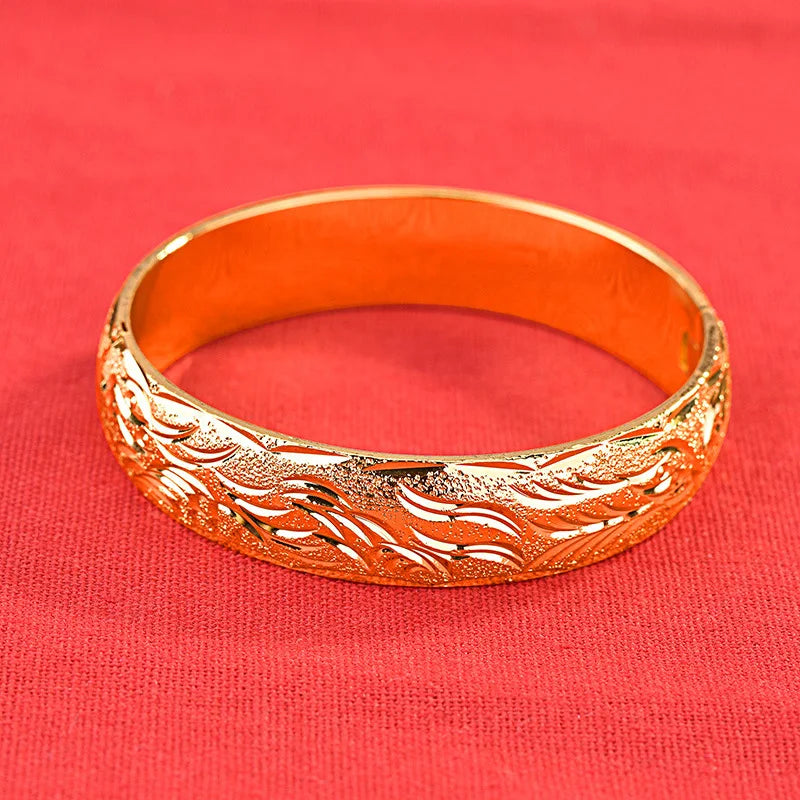 European Fine Dragon Phoenix 24KT Bracelet Bangle