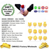 European Fine Birthday Gift Chinese Zodiac Signs Bracelet 24KT Pendant Charm