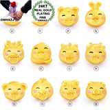 European Fine Birthday Gift Chinese Zodiac Signs Bracelet 24KT Pendant Charm