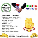 European Unisex Fortune Cat Bracelet 24KT Pendant Charm